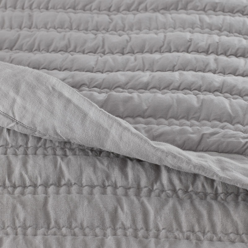 Premium Breathable Washed Linen Solid Quilted Sham