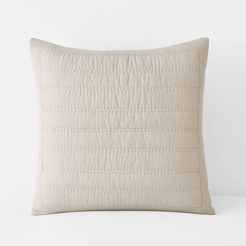Premium Breathable Washed Linen Solid Quilted Sham