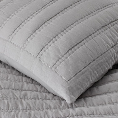 Premium Breathable Washed Linen Solid Quilted Sham