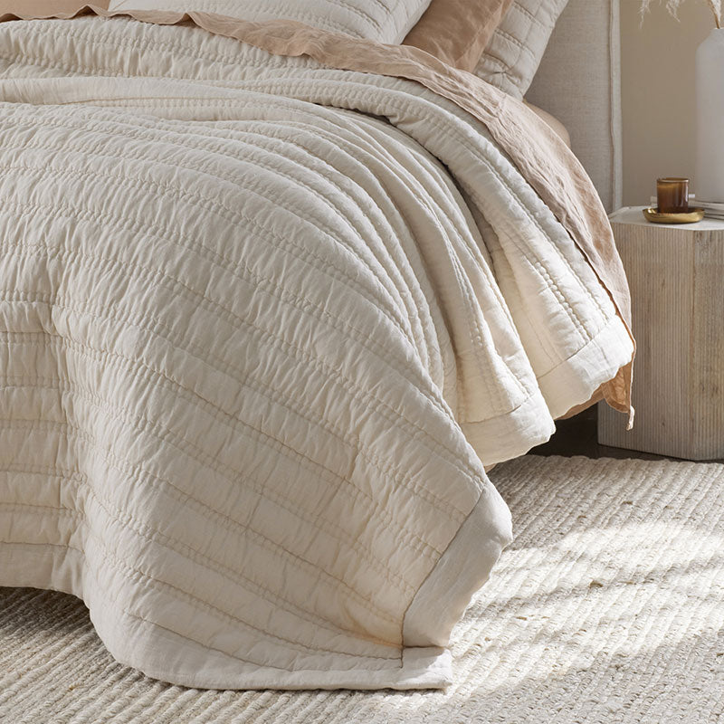 Premium Breathable Washed Linen Solid Quilted Sham