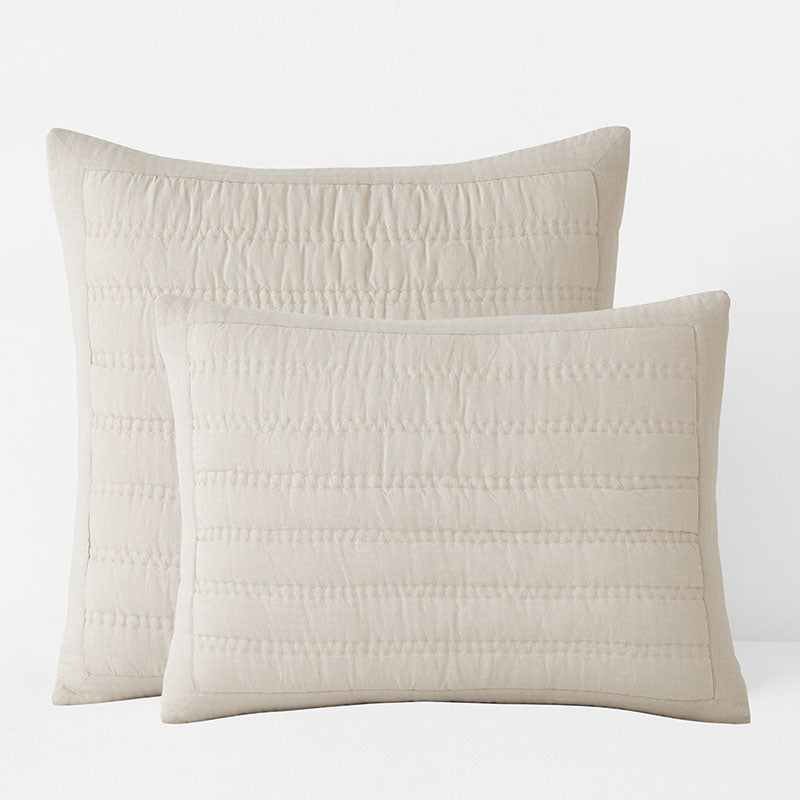 Premium Breathable Washed Linen Solid Quilted Sham
