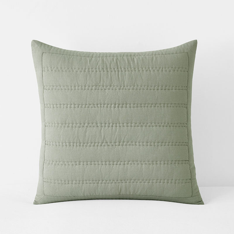 Premium Breathable Washed Linen Solid Quilted Sham