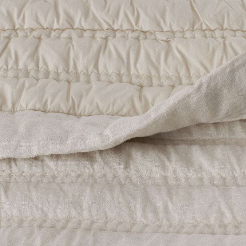 Premium Breathable Washed Linen Solid Quilted Sham