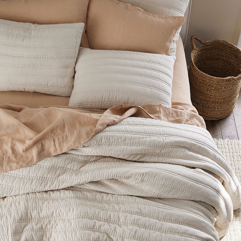 Premium Breathable Washed Linen Solid Quilted Sham