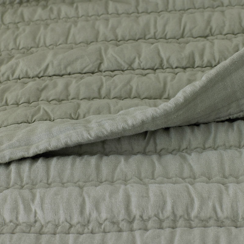 Premium Breathable Washed Linen Solid Quilted Sham
