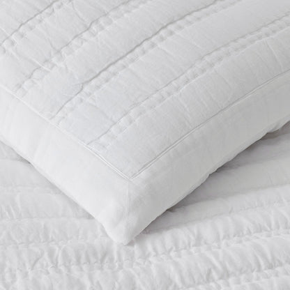 Premium Breathable Washed Linen Solid Quilted Sham