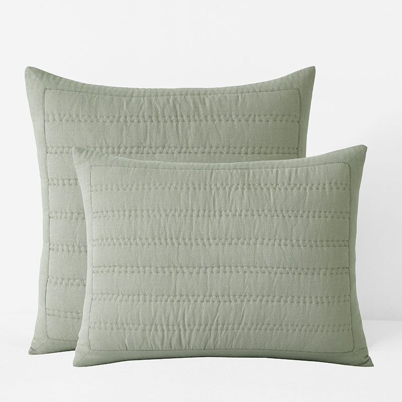 Premium Breathable Washed Linen Solid Quilted Sham
