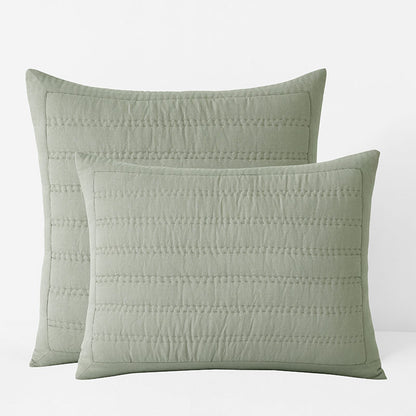 Premium Breathable Washed Linen Solid Quilted Sham