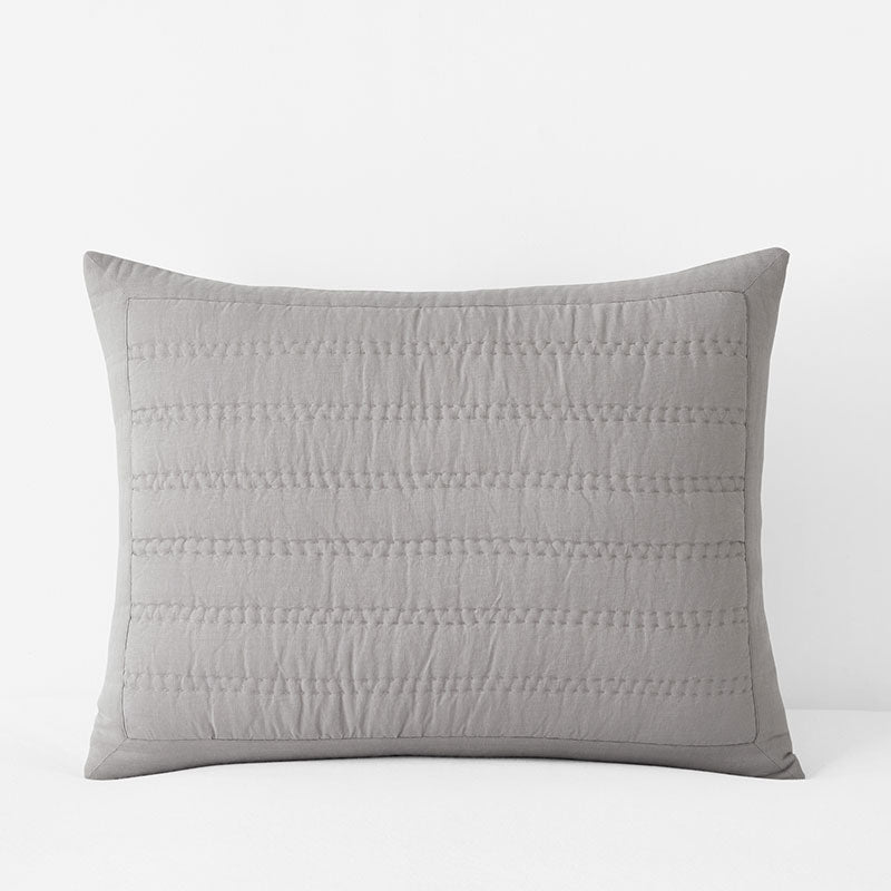 Premium Breathable Washed Linen Solid Quilted Sham
