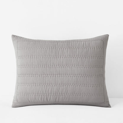 Premium Breathable Washed Linen Solid Quilted Sham