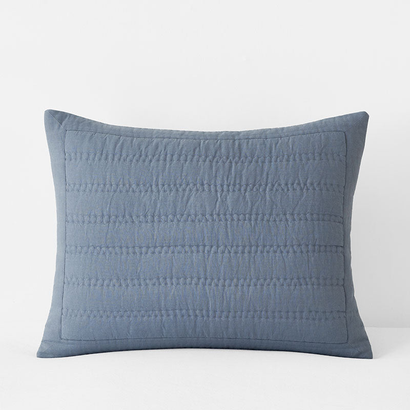 Premium Breathable Washed Linen Solid Quilted Sham
