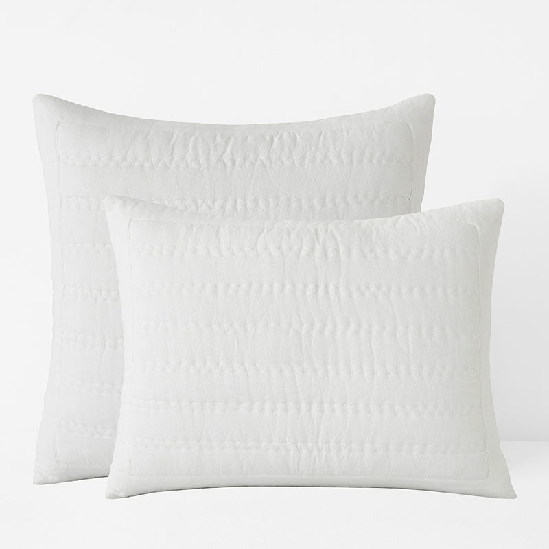 Premium Breathable Washed Linen Solid Quilted Sham