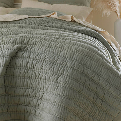 Premium Breathable Washed Linen Solid Quilted Sham