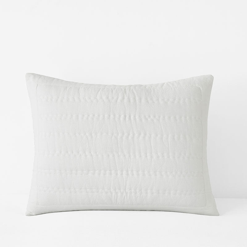 Premium Breathable Washed Linen Solid Quilted Sham