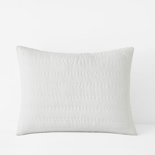 Premium Breathable Washed Linen Solid Quilted Sham