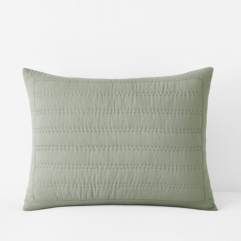 Premium Breathable Washed Linen Solid Quilted Sham