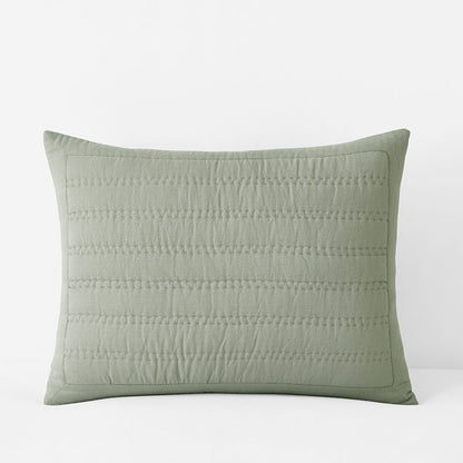 Premium Breathable Washed Linen Solid Quilted Sham