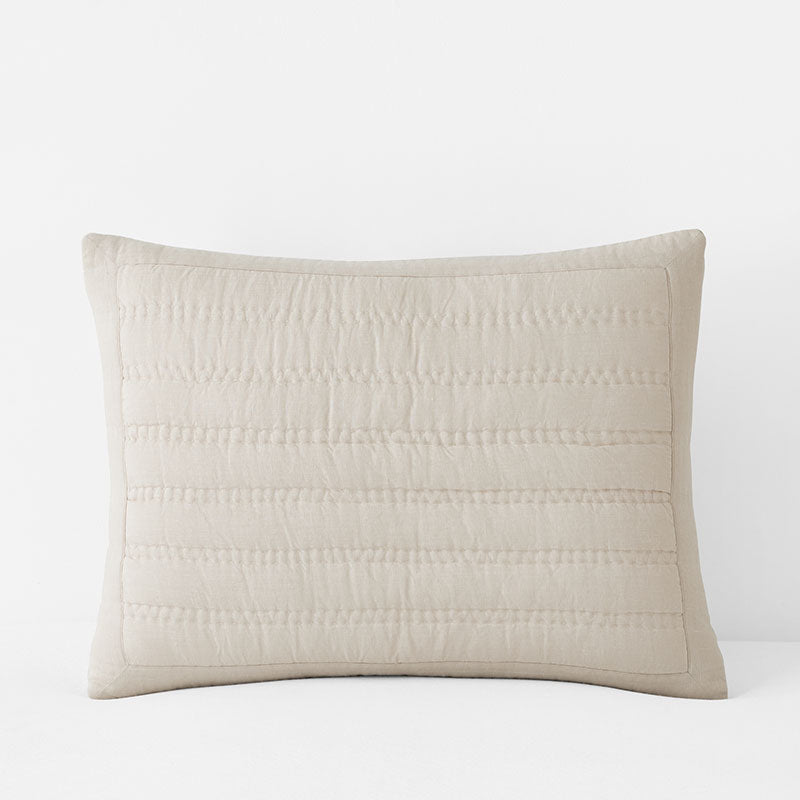 Premium Breathable Washed Linen Solid Quilted Sham
