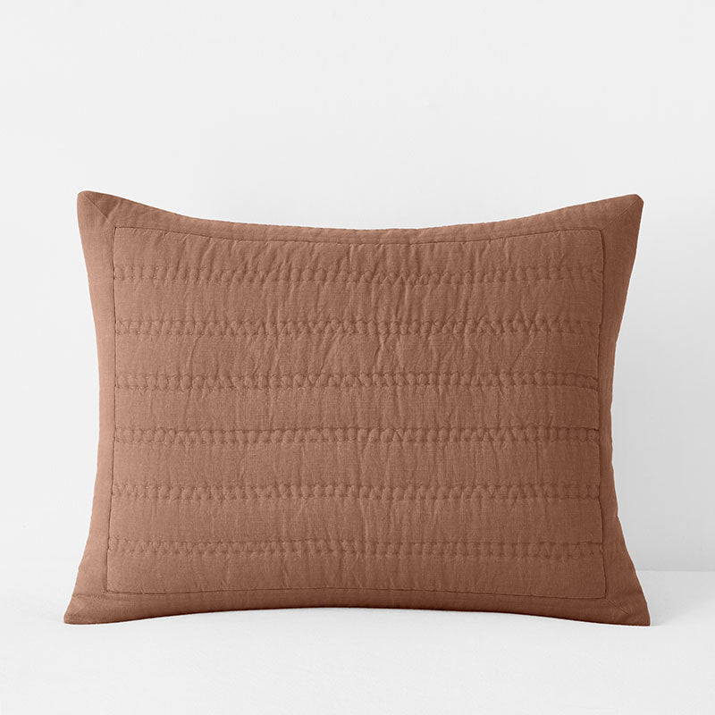 Premium Breathable Washed Linen Solid Quilted Sham