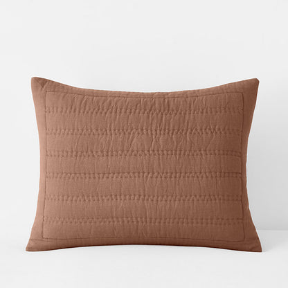 Premium Breathable Washed Linen Solid Quilted Sham
