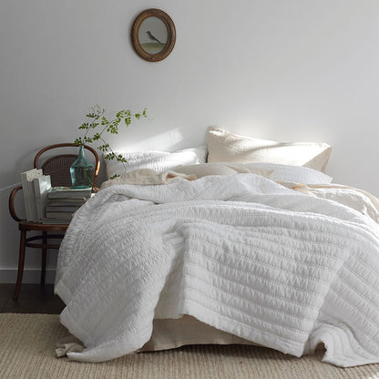 Premium Breathable Washed Linen Solid Quilted Sham