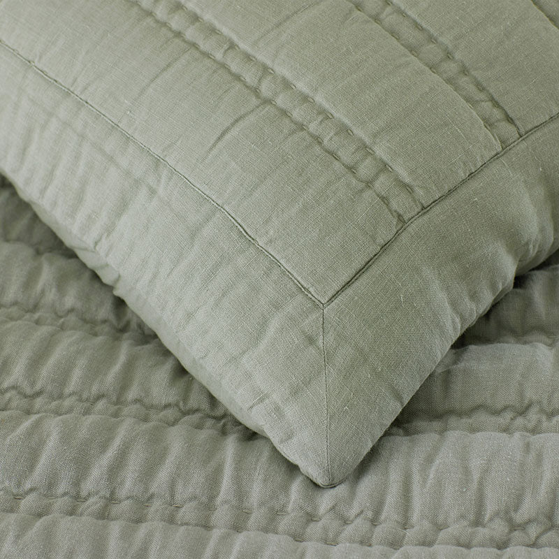 Premium Breathable Washed Linen Solid Quilted Sham
