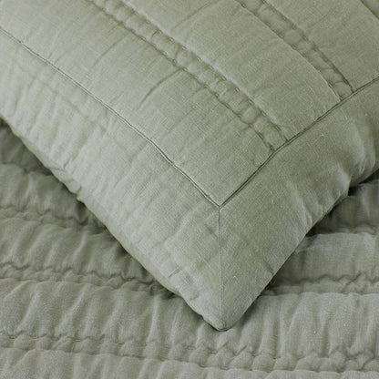 Premium Breathable Washed Linen Solid Quilted Sham