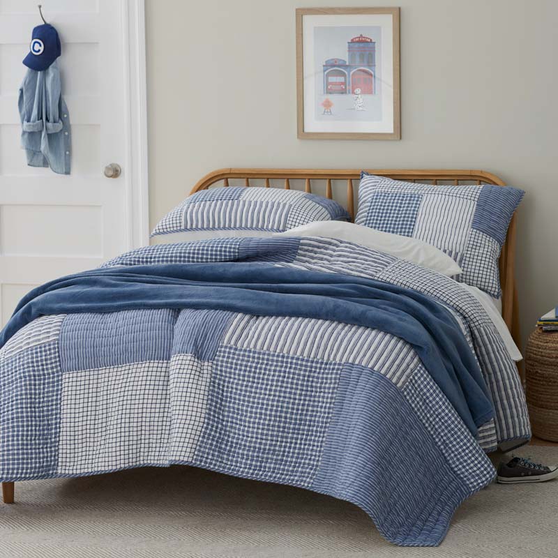 Stripe Block Yarn-Dyed Patchwork Quilt