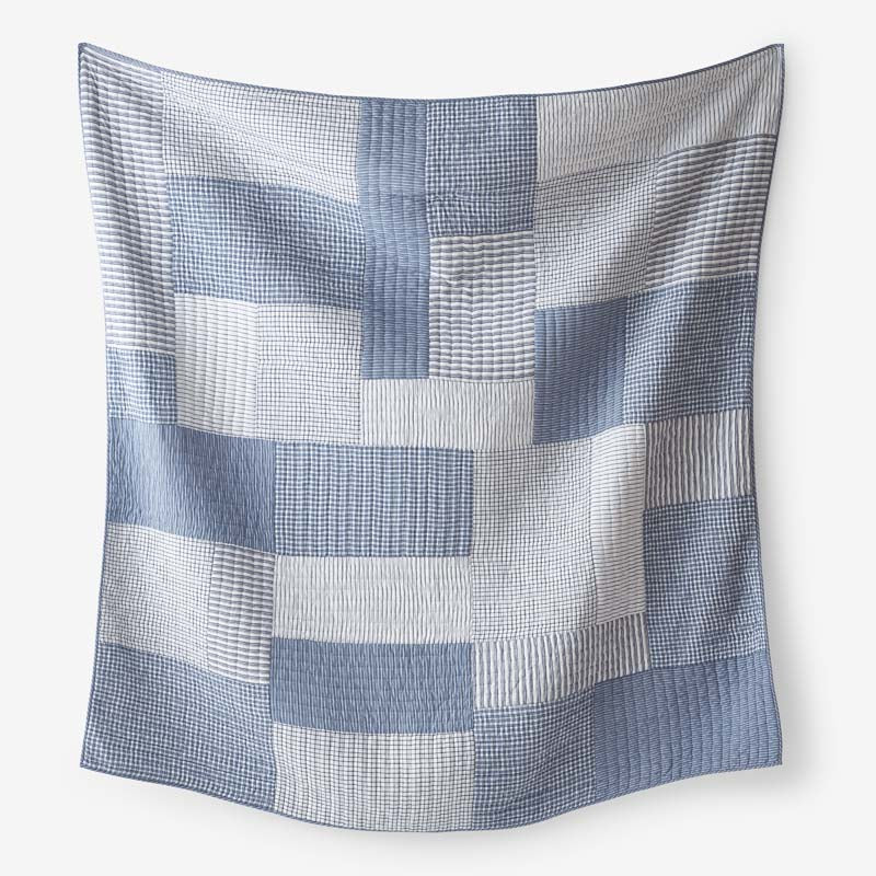 Stripe Block Yarn-Dyed Patchwork Quilt
