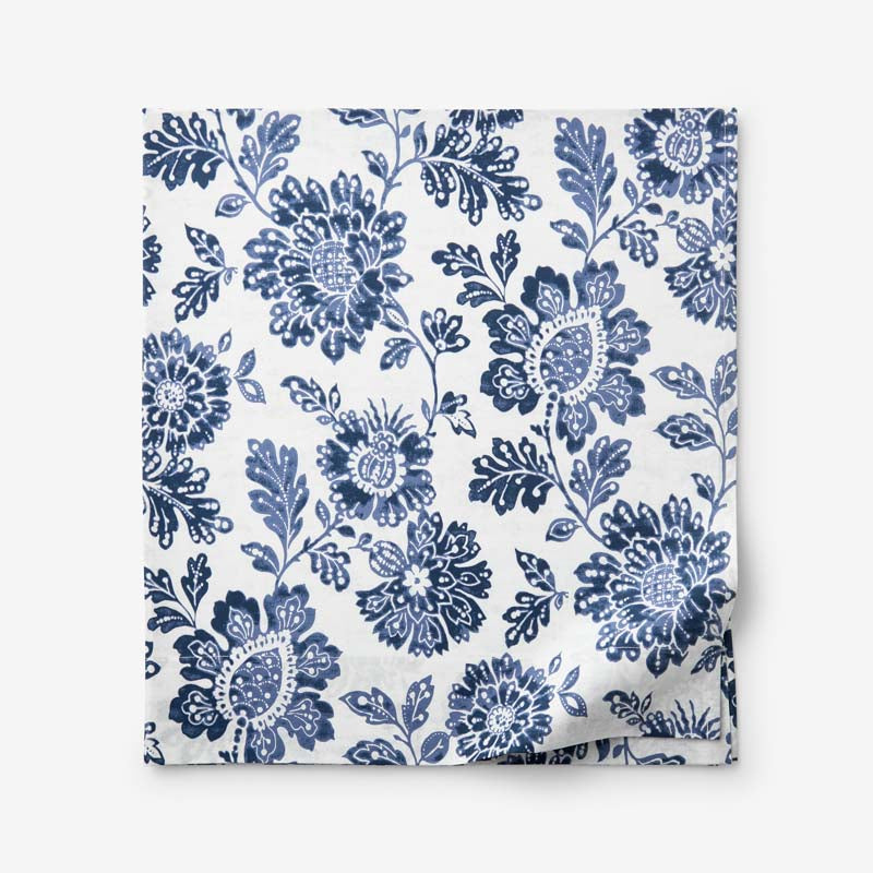 Floral Indigo Garden Classic Cool Cotton Percale Flat Bed Sheet