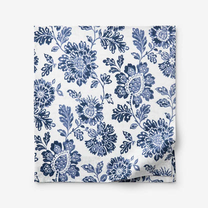 Floral Indigo Garden Classic Cool Cotton Percale Flat Bed Sheet