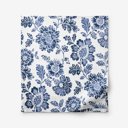 Floral Indigo Garden Classic Cool Cotton Percale Flat Bed Sheet