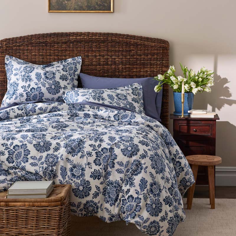Floral Indigo Garden Classic Cool Cotton Percale Comforter