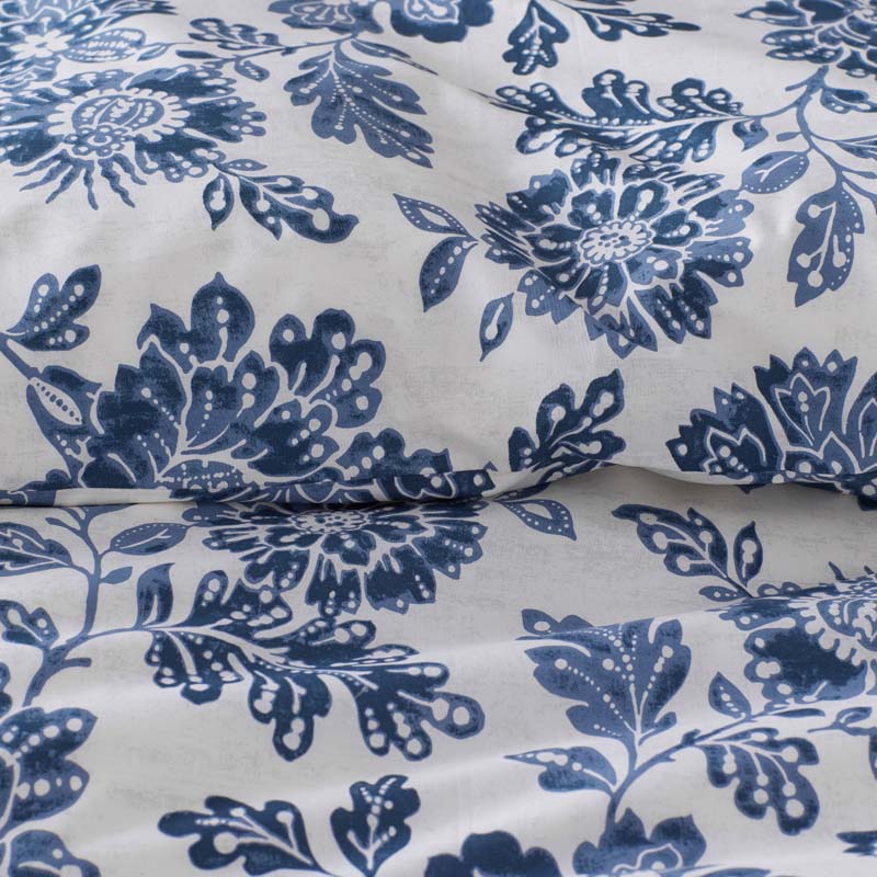 Floral Indigo Garden Classic Cool Cotton Percale Bed Sheet Set