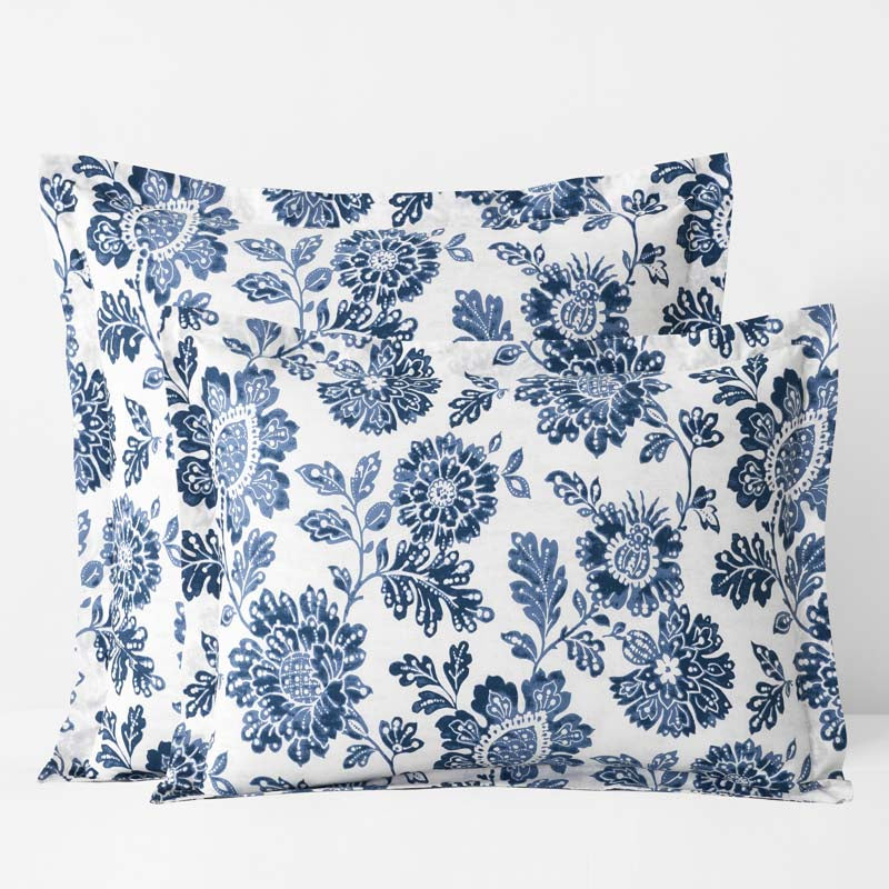Floral Indigo Garden Classic Cool Cotton Percale Sham