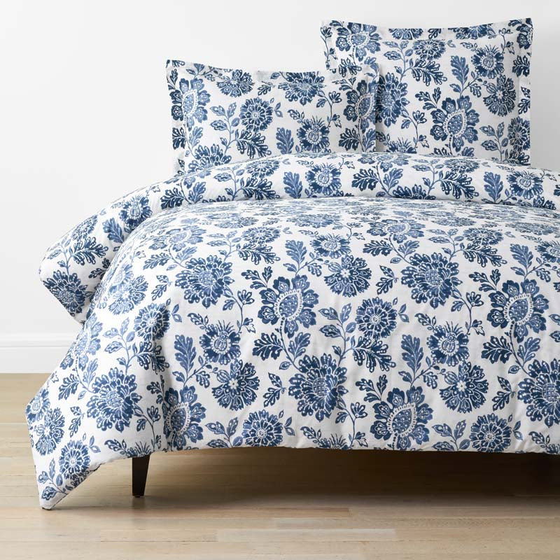 Floral Indigo Garden Classic Cool Cotton Percale Duvet Cover