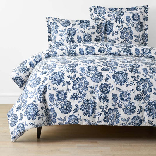 Floral Indigo Garden Classic Cool Cotton Percale Duvet Cover