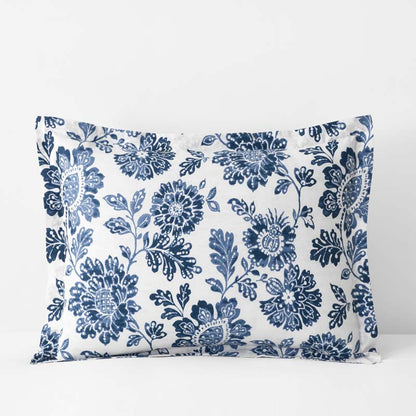 Floral Indigo Garden Classic Cool Cotton Percale Sham
