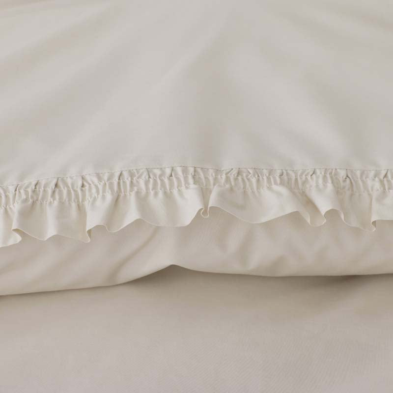 Solid Ruffle Garment Washed Cotton Percale Duvet Cover