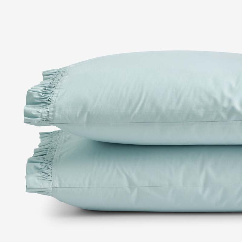 Solid Ruffle Garment Washed Cotton Percale Pillowcase Set
