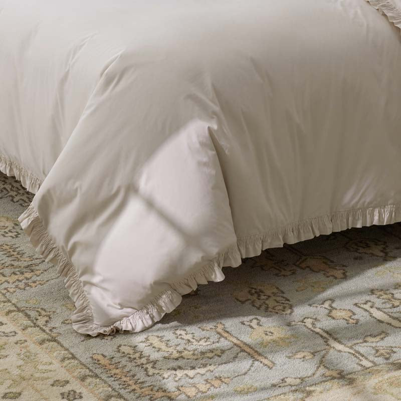 Solid Ruffle Garment Washed Cotton Percale Duvet Cover