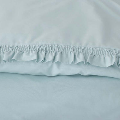 Solid Ruffle Garment Washed Cotton Percale Bed Sheet Set