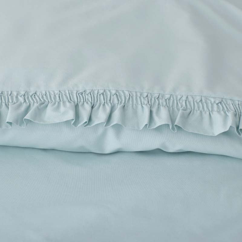 Solid Ruffle Garment Washed Cotton Percale Pillowcase Set