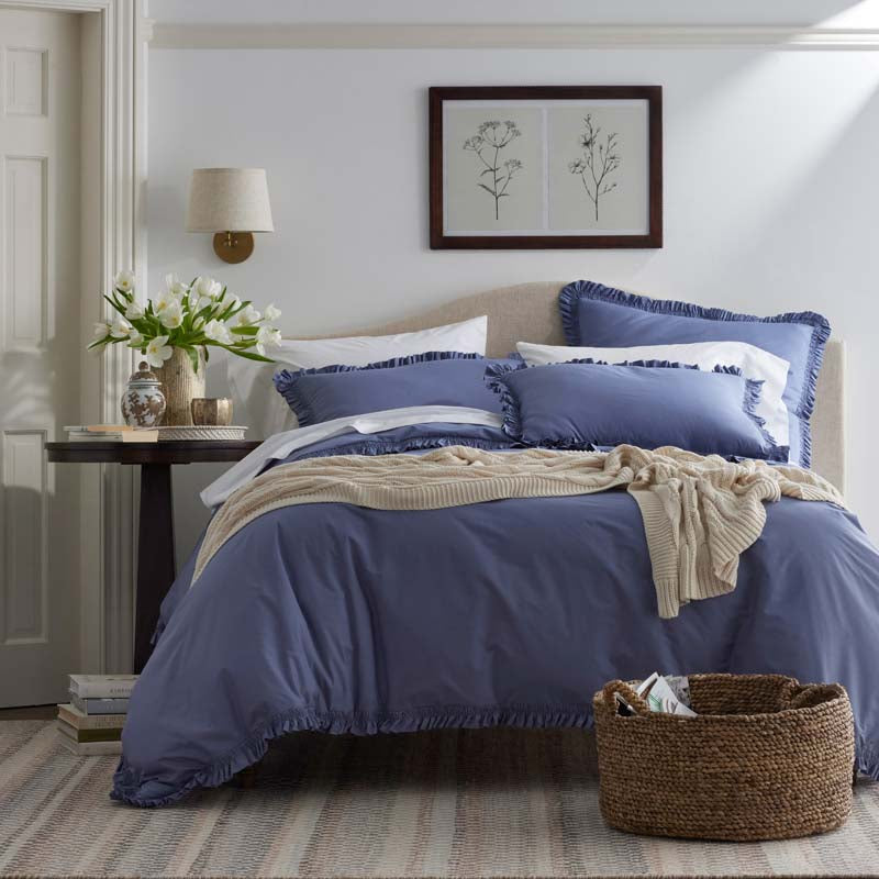Solid Ruffle Garment Washed Cotton Percale Sham