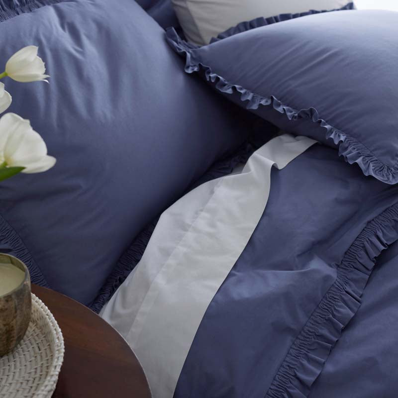 Solid Ruffle Garment Washed Cotton Percale Sham