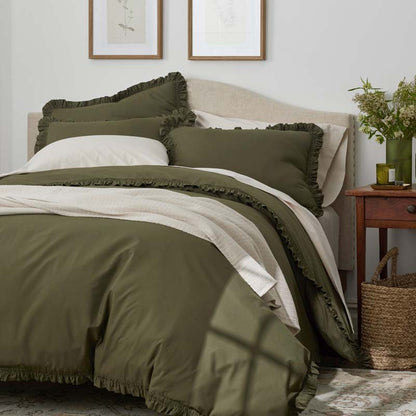 Solid Ruffle Garment Washed Cotton Percale Sham