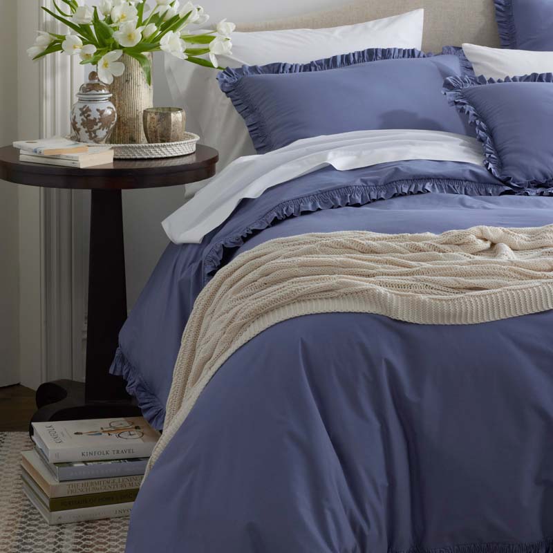 Solid Ruffle Garment Washed Cotton Percale Pillowcase Set