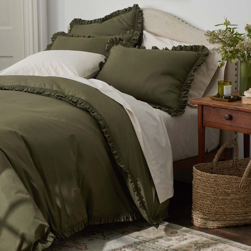 Solid Ruffle Garment Washed Cotton Percale Sham
