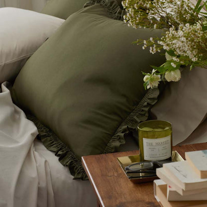 Solid Ruffle Garment Washed Cotton Percale Bed Sheet Set