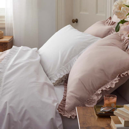 Solid Ruffle Garment Washed Cotton Percale Duvet Cover